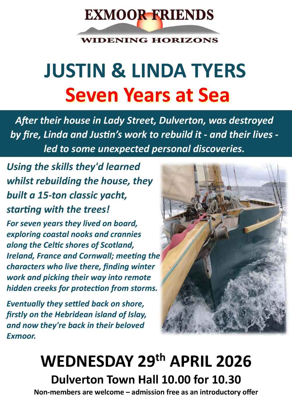 Justin & Linda Tyers talk: Seven Years at Sea, Exmoor Friends